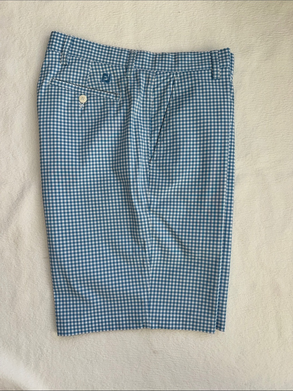 NWOT Foot Joy Men's Blue Gingham Performance Shorts 34